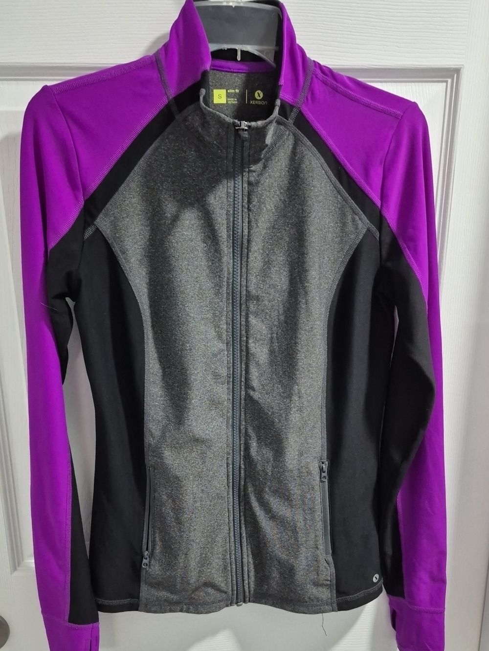 Xersion Women's Full-Zip Utility Jacket - Purple, Gray & Black